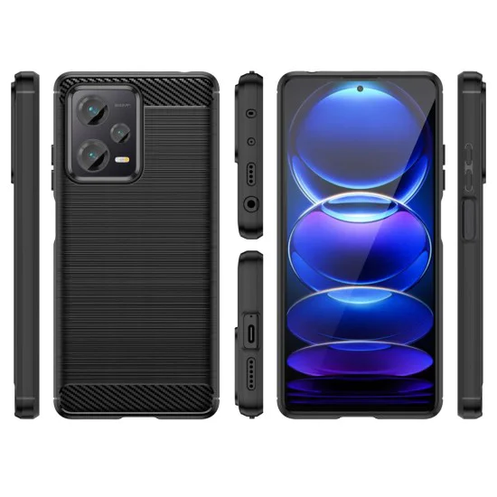Калъф за Xiaomi Redmi Note 12 5G / Poco X5 - Carbon Silicone - Черен