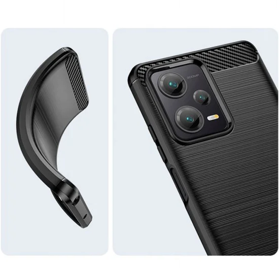 Калъф за Xiaomi Redmi Note 12 5G / Poco X5 - Carbon Silicone - Черен