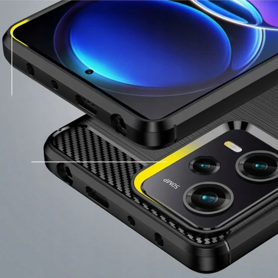 Калъф за Xiaomi Redmi Note 12 Pro 5G / Poco X5 Pro - Carbon Silicone - Черен