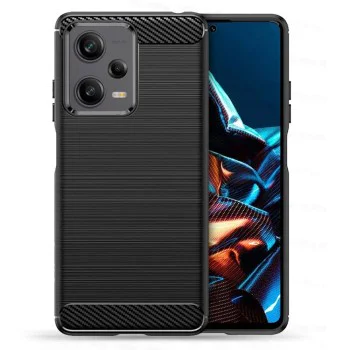 Калъф за Xiaomi Redmi Note 12 Pro 5G / Poco X5 Pro - Carbon Silicone - Черен