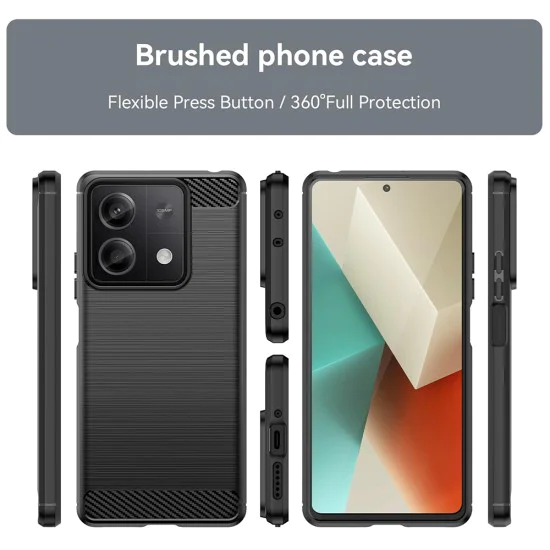 Калъф за Xiaomi Redmi Note 13 4G - Carbon Silicone - Черен
