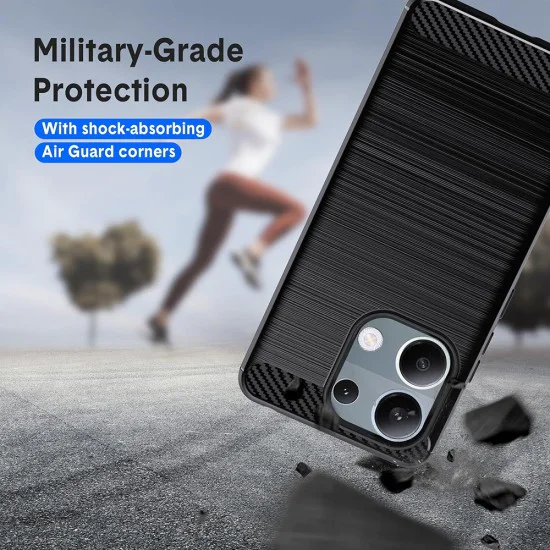 Калъф за Xiaomi Redmi Note 13 Pro 4G / Poco M6 Pro 4G - Carbon Silicone - Черен
