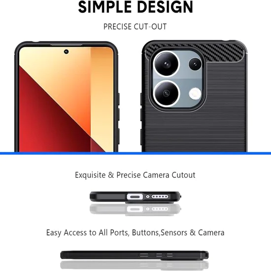 Калъф за Xiaomi Redmi Note 13 Pro 4G / Poco M6 Pro 4G - Carbon Silicone - Черен