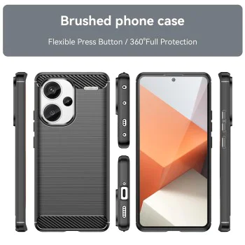 Калъф за Xiaomi Redmi Note 13 Pro+ 5G - Carbon Silicone - Черен