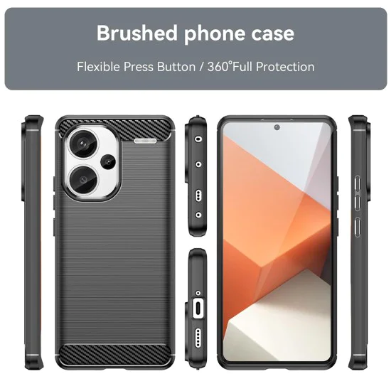 Калъф за Xiaomi Redmi Note 13 Pro+ 5G - Carbon Silicone - Черен