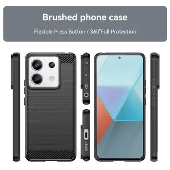 Калъф за Xiaomi Redmi Note 13 Pro 5G / Poco X6 - Carbon Silicone - Черен