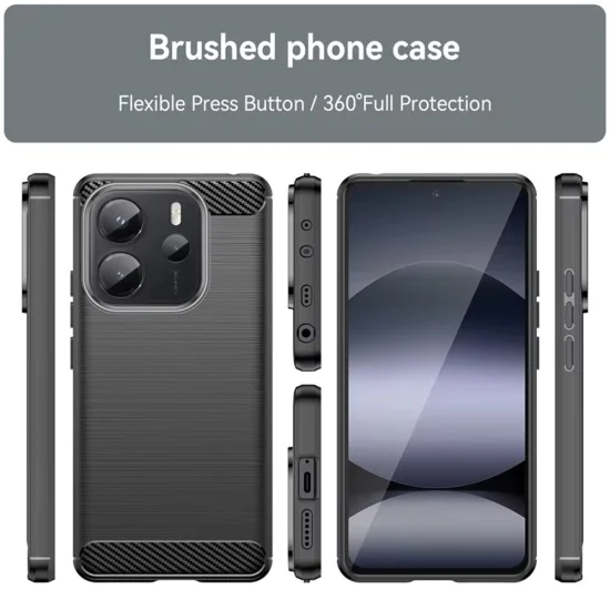 Калъф за Xiaomi Redmi Note 14 4G (164,84 x 78,15 x 8,16mm) - Techsuit - Carbon Silicone - Черен