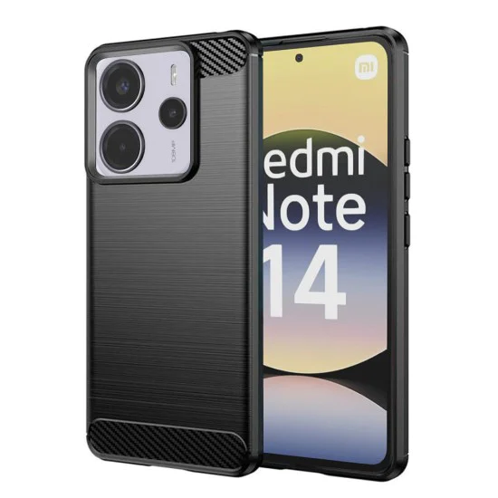 Калъф за Xiaomi Redmi Note 14 4G - Carbon Silicone - Черен