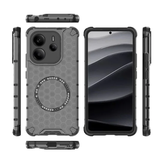 Калъф за Xiaomi Redmi Note 14 4G (регионален) - Techsuit - HoneyComb Shield MagSafe - Черен