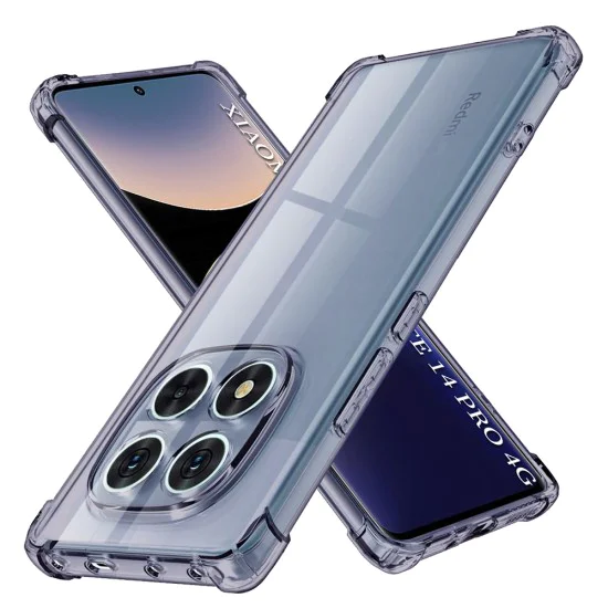 Калъф за Xiaomi Redmi Note 14 Pro 4G - Techsuit - Удароустойчив Clear Silicone - Опушено Черен