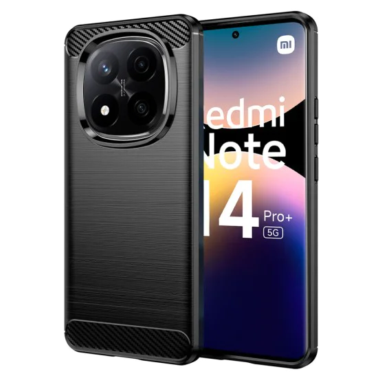 Калъф за Xiaomi Redmi Note 14 Pro+ 5G - Carbon Silicone - Черен