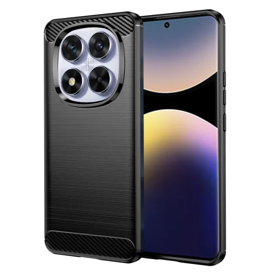 Калъф за Xiaomi Redmi Note 14 Pro 5G / Poco X7 - Carbon Silicone - Черен