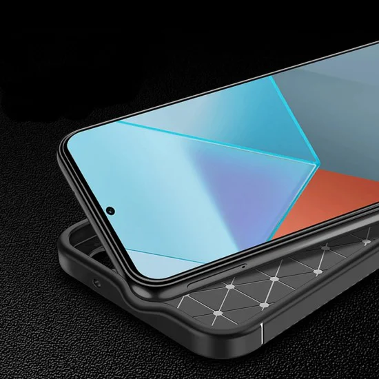 Калъф за Xiaomi Redmi Note 14 Pro 5G / Poco X7 - CarbonFiber - Черен