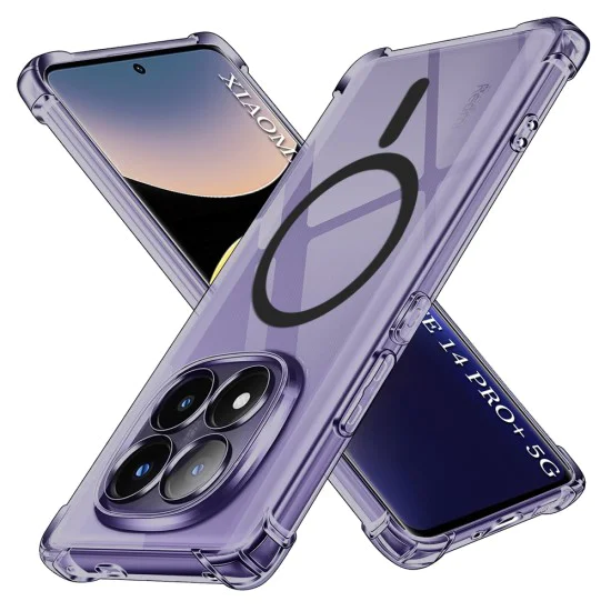 Калъф за Xiaomi Redmi Note 14 Pro+ 5G - Techsuit - Удароустойчив Clear Silicone MagSafe - Опушено Черен