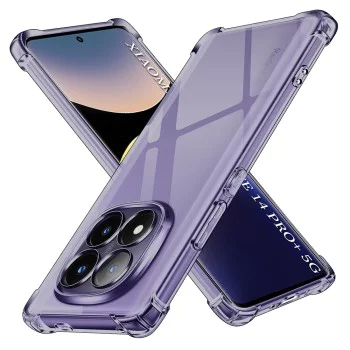 Калъф за Xiaomi Redmi Note 14 Pro+ 5G - Techsuit - Удароустойчив Clear Silicone - Опушено Черен