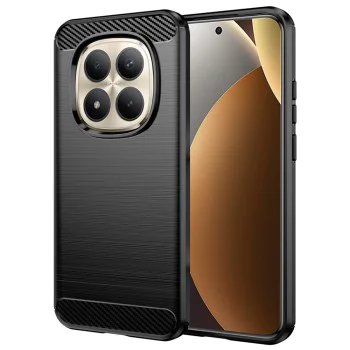 Калъф за Xiaomi Redmi Note 15 Pro+ 5G / Poco M8 Pro 5G - Techsuit Carbon Silicone - Черен