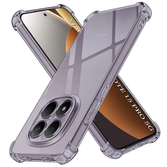 Калъф за Xiaomi Redmi Note 15 Pro 5G - Shockproof Clear Silicone - Techsuit - Черен дим