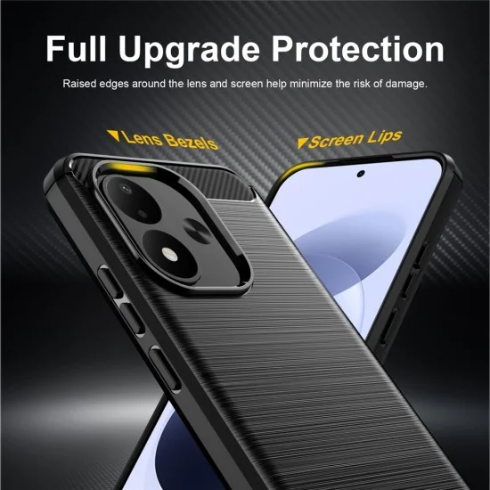 Калъф за Xiaomi Redmi Note 17 4G / Redmi Note 17 5G - Carbon Silicone - Techsuit - Черен