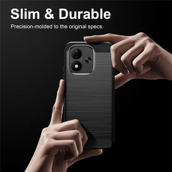 Калъф за Xiaomi Redmi Note 17 4G / Redmi Note 17 5G - Carbon Silicone - Techsuit - Черен