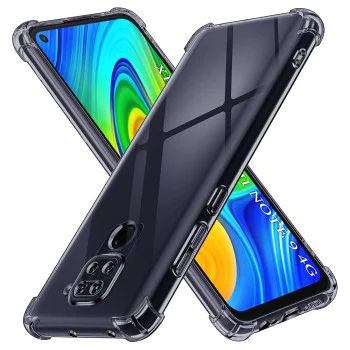 Калъф за Xiaomi Redmi Note 9 / Redmi 10X 4G - Techsuit - Удароустойчив Clear Silicone - Опушено Черен