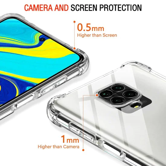 Калъф за Xiaomi Redmi Note 9S / Note 9 Pro / Note 9 Pro Max - Удароустойчив Прозрачен Силиконов - Прозрачен