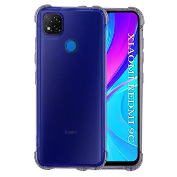 Калъф за Xiaomi>Xiaomi Redmi Серия>Redmi 9C / Redmi 9C NFC - Techsuit - Удароустойчив Clear Silicone - Опушено Черен