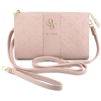 Калъф чантичка Guess Universal Phone Pouch Peony 4G Classic Logo (GUWP6PGSU4EP) - регулируема презрамка, еко кожа, цип - Розов