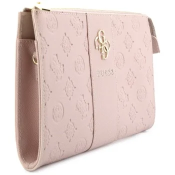 Калъф чантичка Guess Universal Phone Pouch Peony 4G Classic Logo (GUWP6PGSU4EP) - регулируема презрамка, еко кожа, цип - Розов
