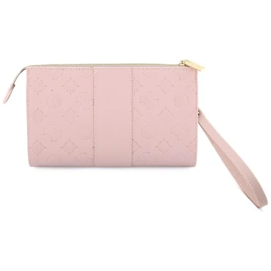Калъф чантичка Guess Universal Phone Pouch Peony 4G Classic Logo (GUWP6PGSU4EP) - регулируема презрамка, еко кожа, цип - Розов