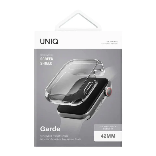 Калъф и протектор за Apple Watch 11 42mm - UNIQ Garde Hybrid Case with Screen Protection - Прозрачен