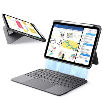 Калъф за iPad 10 / iPad 11 – ESR Flex Keyboard – Тъмносив