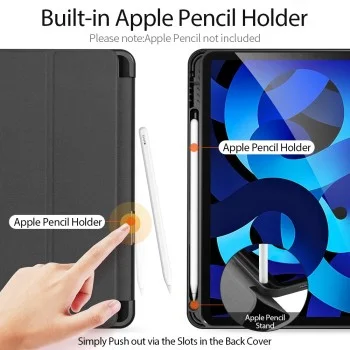 Калъф за iPad Air 11 (2026/2025/2024) / iPad Air 5 / 4 - Domo Series (със държач за Apple Pencil) - Dux Ducis - Черен