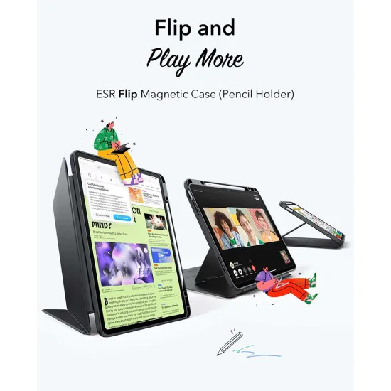 Калъф за iPad Air 4 (2020) / Air 5 (2022) / Air 11 (2024) / Air 11 (2025) - ESR - Flip Hybrid (с държач за молив) - Лилав
