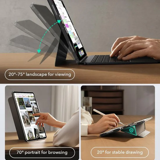Калъф за iPad Pro 13 – ESR Shift Keyboard – Тъмносив