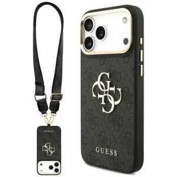Калъф за iPhone 17 Pro - Big 4G Classic Logo & Big Strap Metal Buttons (GUHCP18LP4G4BCSK) - Guess - Черен