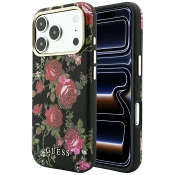 Калъф за iPhone 17 Pro - Blossom Roses Print MagSafe (GUHMP18L6PWGTBEK) - Guess - Черен