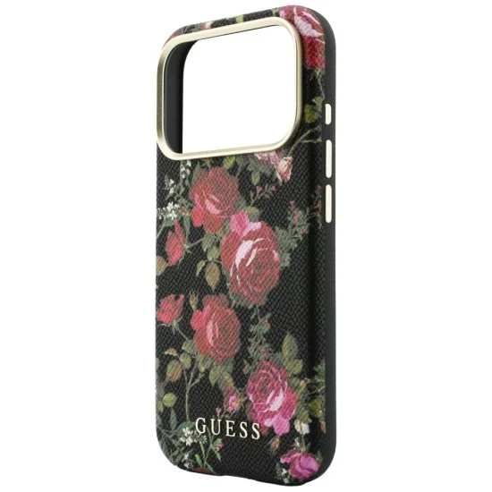 Калъф за iPhone 17 Pro - Blossom Roses Print MagSafe (GUHMP18L6PWGTBEK) - Guess - Черен