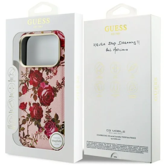 Калъф за iPhone 17 Pro - Blossom Roses Print MagSafe (GUHMP18L6PWGTBEP) - Guess - Розов