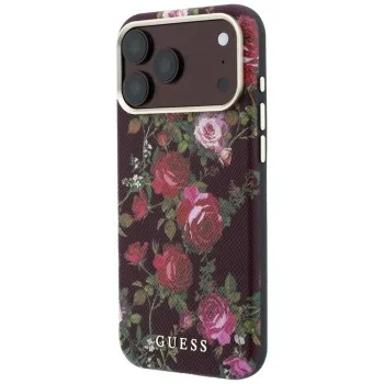 Калъф за iPhone 17 Pro - Blossom Roses Print MagSafe (GUHMP18L6PWGTBEU) - Guess - Бордо