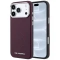 Калъф за iPhone 17 Pro - Grained Leather Elongated Logo MagSafe (KLHMP18LPSWGKLR) - Karl Lagerfeld - Бордо