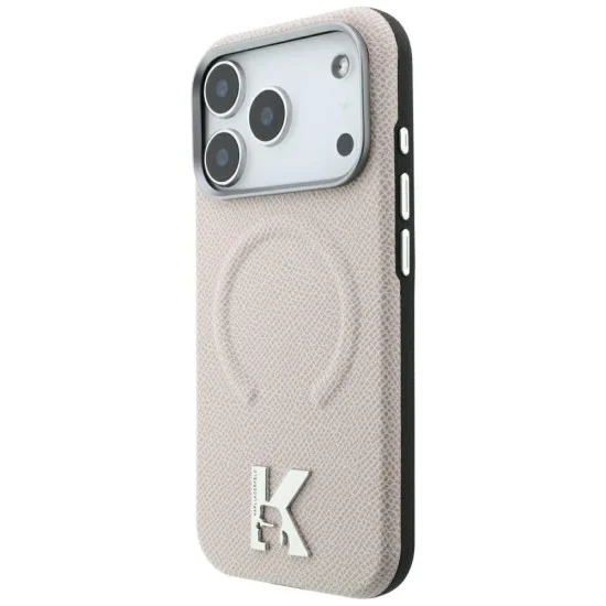 Калъф за iPhone 17 Pro - Grained Leather Embossed Ring MagSafe (KLHMP18L6PWBKECE) - Karl Lagerfeld - Бежов