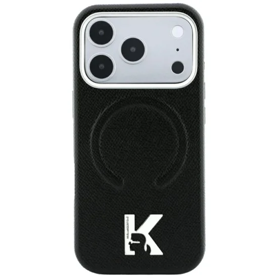 Калъф за iPhone 17 Pro - Grained Leather Embossed Ring MagSafe (KLHMP18L6PWBKECK) - Karl Lagerfeld - Черен