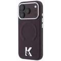 Калъф за iPhone 17 Pro - Grained Leather Embossed Ring MagSafe (KLHMP18L6PWBKECR) - Karl Lagerfeld - Бордо