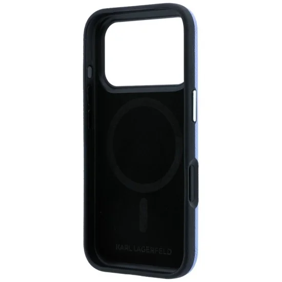 Калъф за iPhone 17 Pro - Grained Leather KC Heads Metal MagSafe (KLHMP18L6PSKCHLB) - Karl Lagerfeld - Светло син