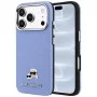 Калъф за телефон за iPhone 18 Pro / iPhone 17 Pro Grained Leather KC Heads Metal MagSafe (KLHMP18L6PSKCHLB) - Karl Lagerfeld - Светлосин