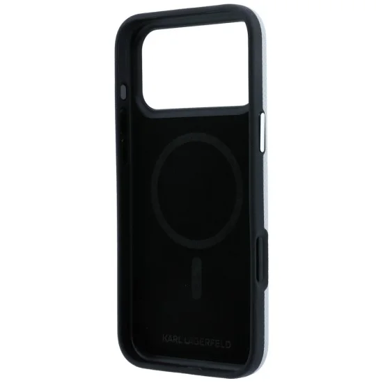 Калъф за iPhone 17 Pro - Grained Leather KH Metal MagSafe (KLHMP18L6PSKHLG) - Karl Lagerfeld - Сив
