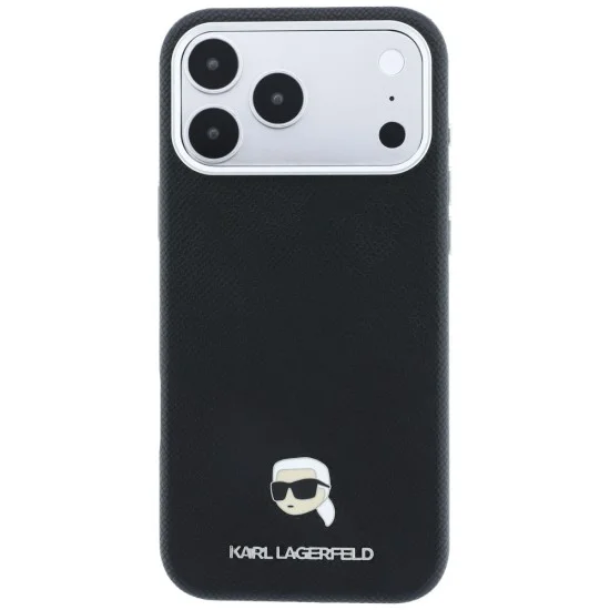 Калъф за iPhone 17 Pro - Grained Leather KH Metal MagSafe (KLHMP18L6PSKHLK) - Karl Lagerfeld - Черен