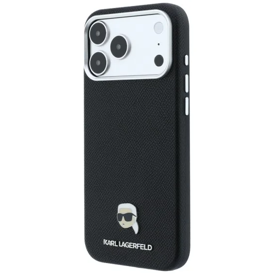 Калъф за iPhone 17 Pro - Grained Leather KH Metal MagSafe (KLHMP18L6PSKHLK) - Karl Lagerfeld - Черен