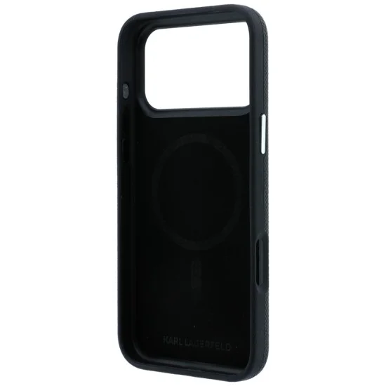 Калъф за iPhone 17 Pro - Grained Leather KH Metal MagSafe (KLHMP18L6PSKHLK) - Karl Lagerfeld - Черен