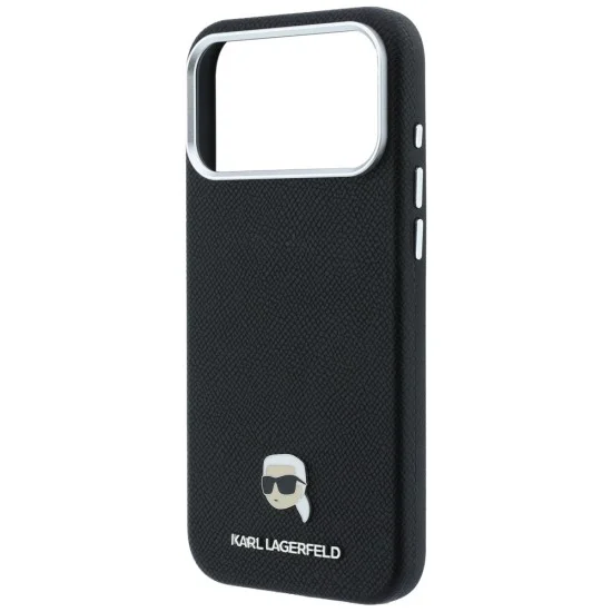 Калъф за iPhone 17 Pro - Grained Leather KH Metal MagSafe (KLHMP18L6PSKHLK) - Karl Lagerfeld - Черен